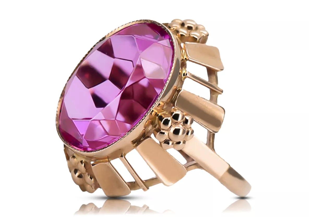 Originální vinobraní 14K produkt s růžovým zlatem ametyst prsten vinobraní Vrc043r stylu